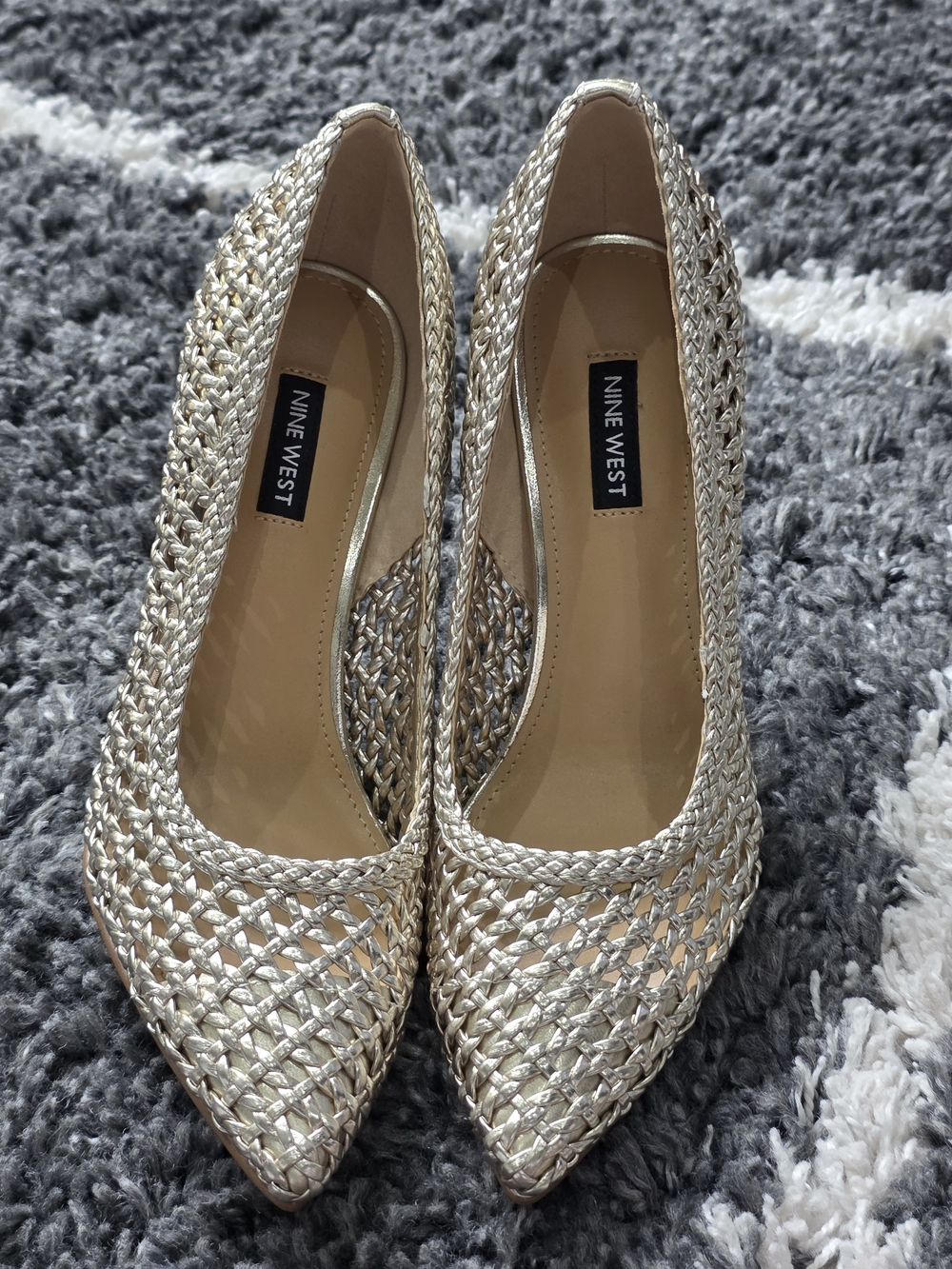 Nine West Women's Metallic Woven Pointed-Toe Pumps - Gold Size 8 - Picture 10 of 11